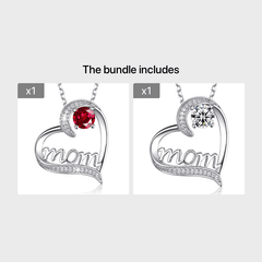 Heart Shape Rhinestone Mom Pendant Necklace Mother's Gift For Women