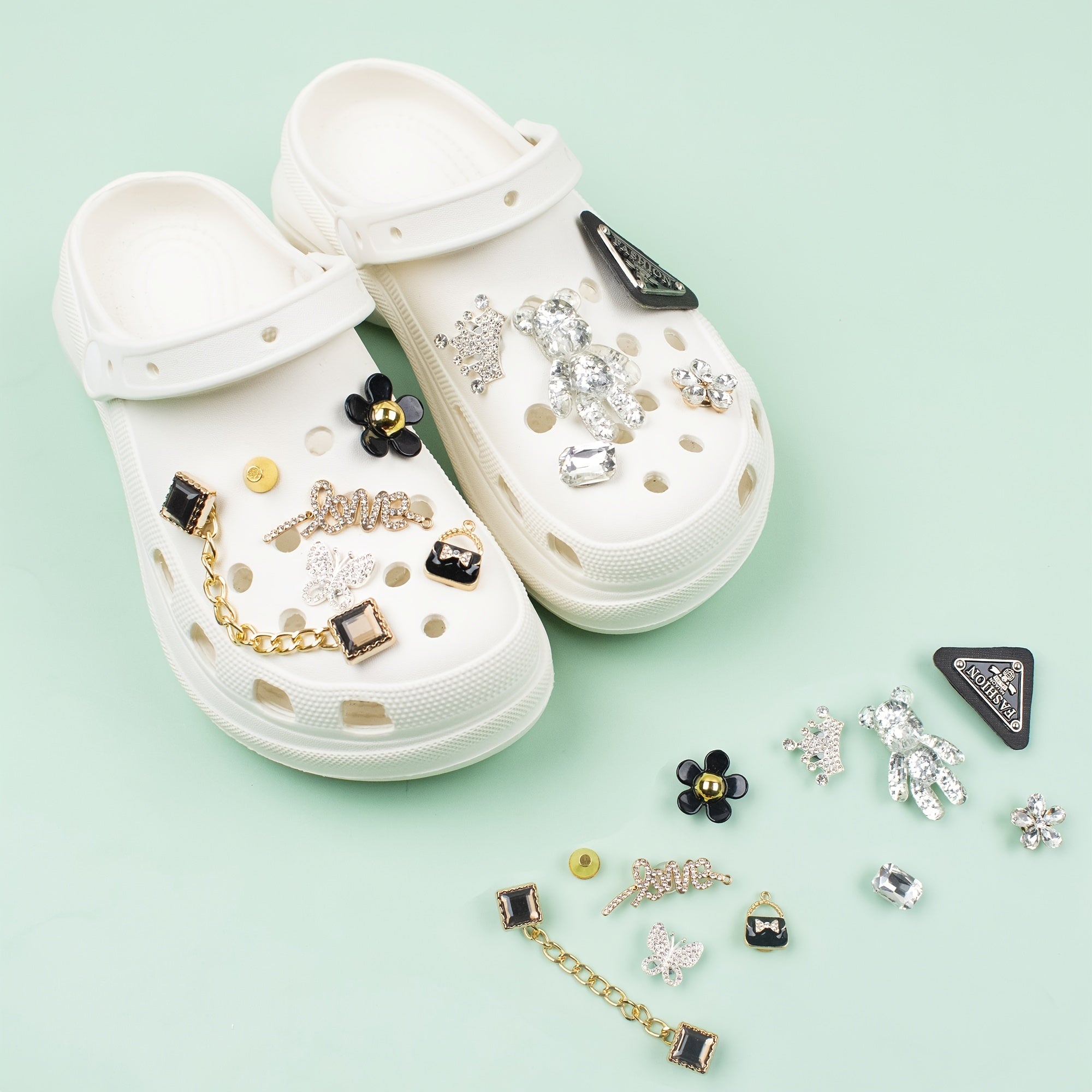 11 Pcs Bling Punk Goth Shoe Charms For Clog Slippers Party Favor