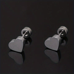Men's Stainless Steel Stud Earrings Heart Moon Cone Leaf Ear Studs
