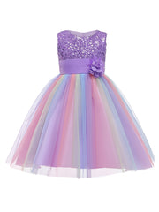 Girls Formal Sequin Flower Girl Princess Dress