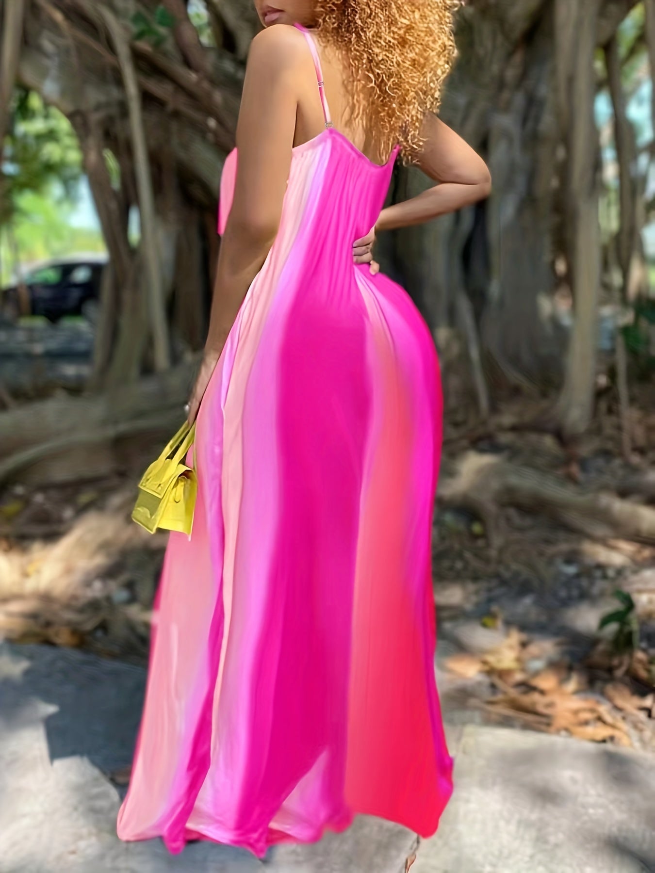  Tie Dye V Neck Loose Cami Maxi Dress Women's Plus