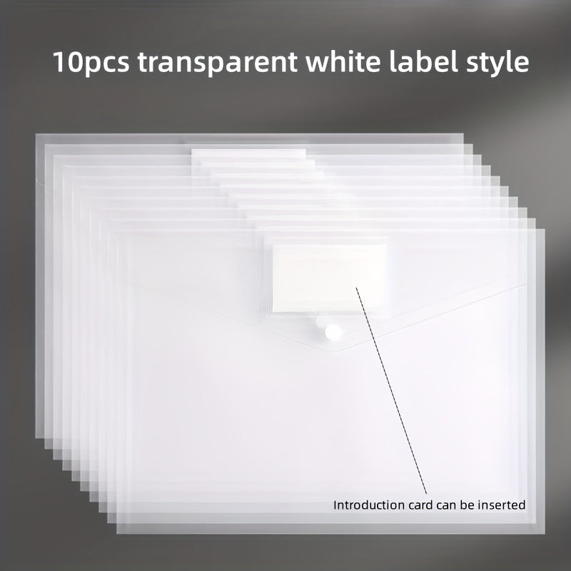 10pcs A4 Clear File Bag Plastic Office Stationery Storage Bag