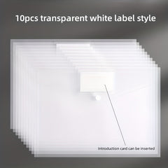 10pcs A4 Clear File Bag Plastic Office Stationery Storage Bag