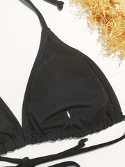 Triangle Halter Neck Bikini Top Backless V Neck Beachwear Bra