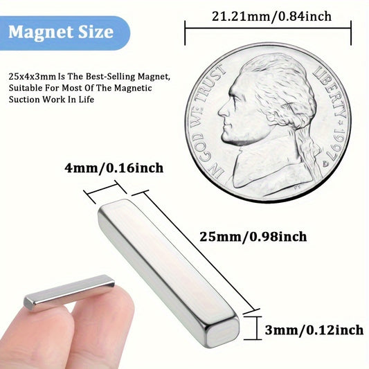 20pcs Rectangular Magnets Bars 10 Pcs 25X4X3 Magnets Bar For Fridge Office
