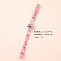 Casual Pointer Alloy Round Wrist Watch With Cherry Belt