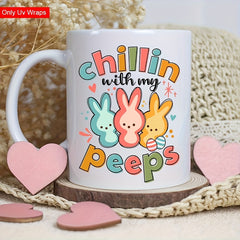 Easter Bunny UV DTF Cup Wraps - Glitter Effect - 4pcs