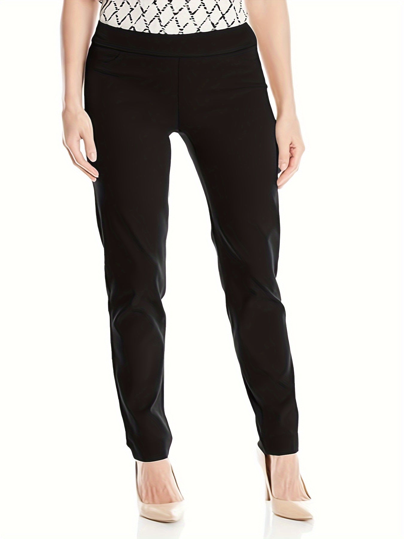 Women's Plus Solid Straight Leg Medium Stretch Skinny Trousers