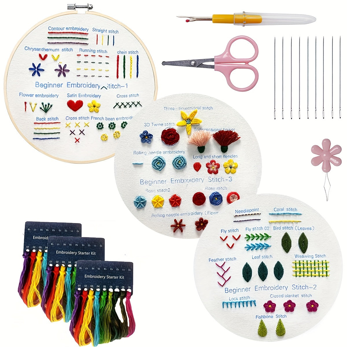 DIY Embroidery Stitch Kit: Learn 30 Stitches, Beginner Hand Stitch Skills
