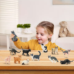 Mini Hand Painted Pet Cats Plastic Figurines Set Birthday Gift