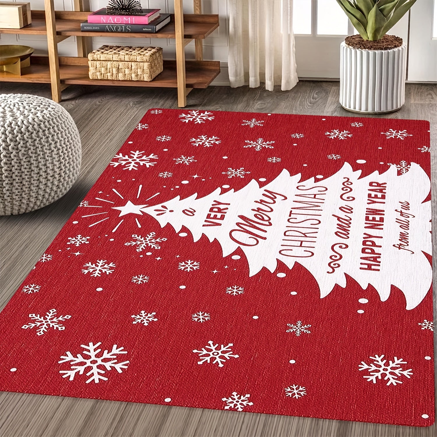 Christmas Tree Printed Floor Mat Merry Christmas Kitchen Rug