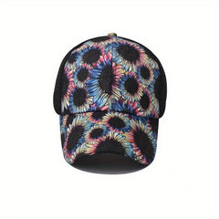 Daisy Print Baseball Cap Ponytail Hip Hop Sports Trucker Hats Mesh Adjustable