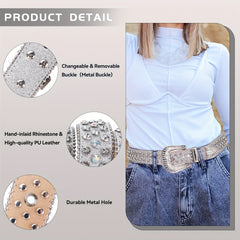 Silver Rhinestone Belt - Western Cowgirl Cowboy Bling Big Waistban