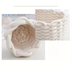 Braided Basket Cotton Rope Storage Box for Cosmetics Lipstick Keys