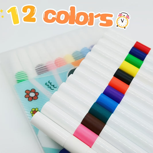 12 Water Based Markers Assorted Color for Crafts Drawing Lightweight