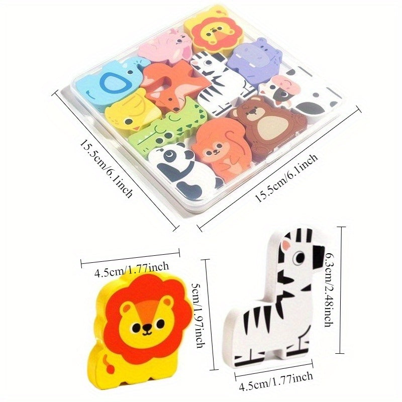 12pcs 3D Boxed Puzzle Kids Toys - Various Themes - Cognitive Matching Puzzle