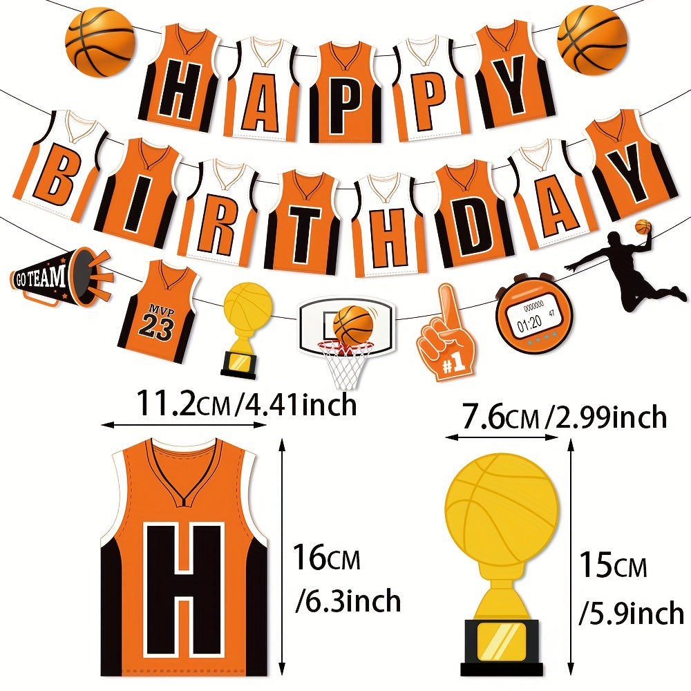 Basketball Jersey Happy Birthday Banner - Basketball Party Decor