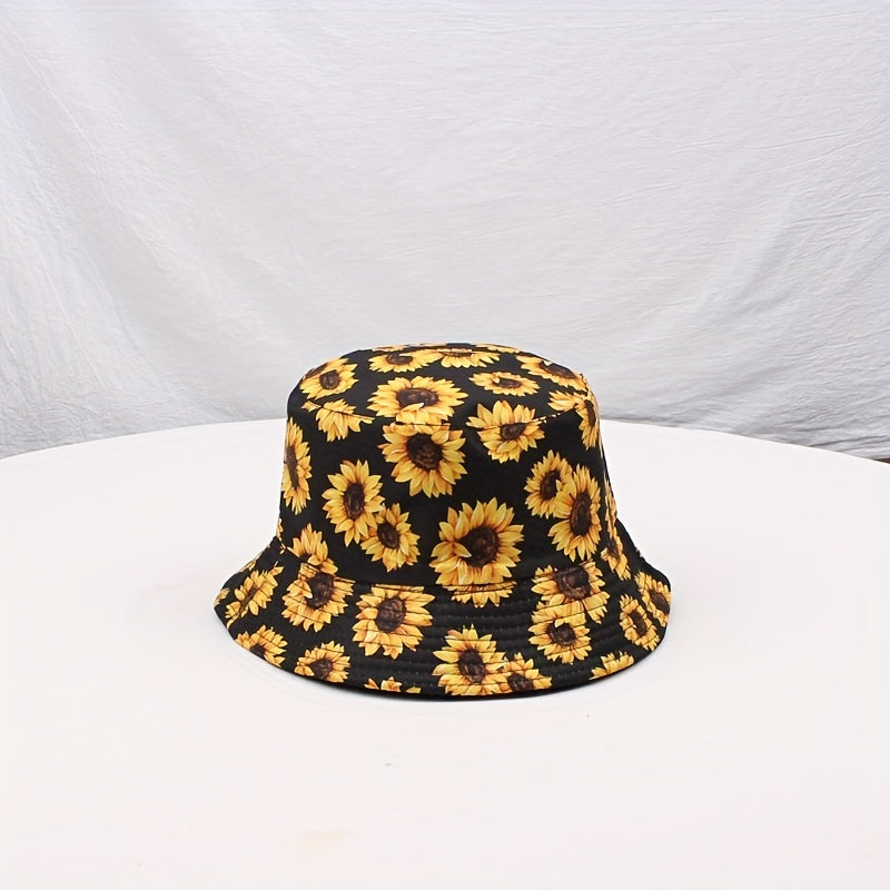 Sunflower Double sided Bucket Hat Sunshade All match Men Women
