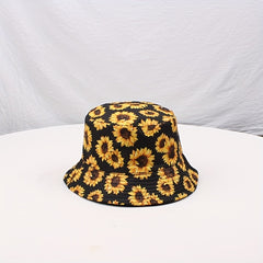 Sunflower Double sided Bucket Hat Sunshade All match Men Women