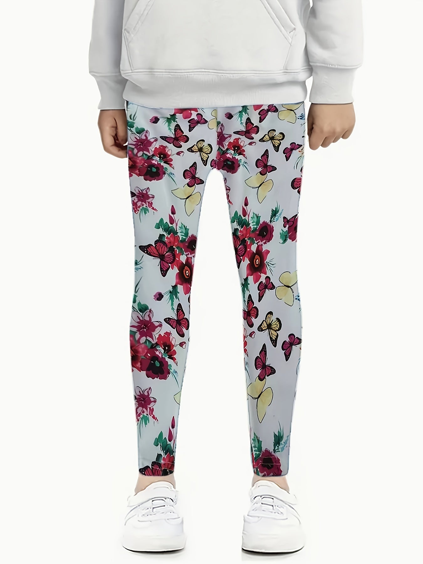 Butterfly & Flower Leggings Girls Comfy All Seasons Activewear
