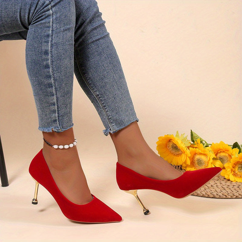 Women's Pointed Toe High Heels Micro Suede Stiletto Heels