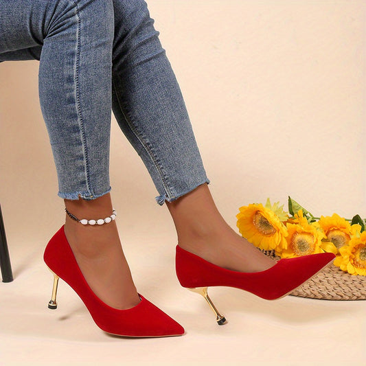 Women's Pointed Toe High Heels Micro Suede Stiletto Heels