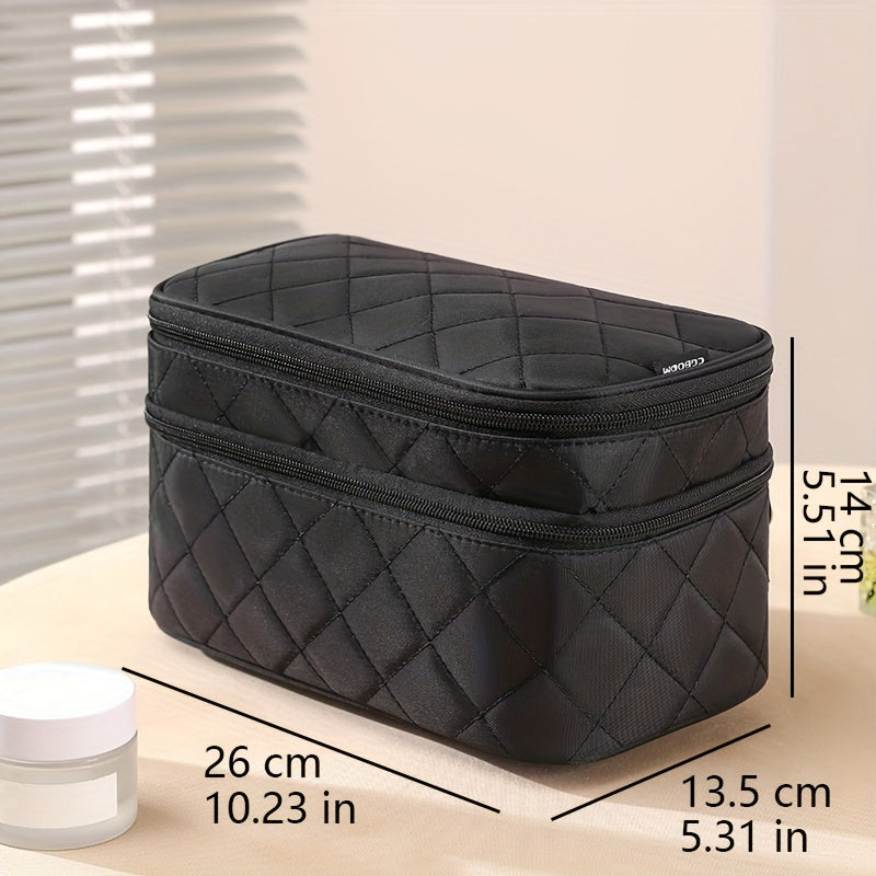Double Layer Travel Cosmetic Case Waterproof Makeup Bag Organizer