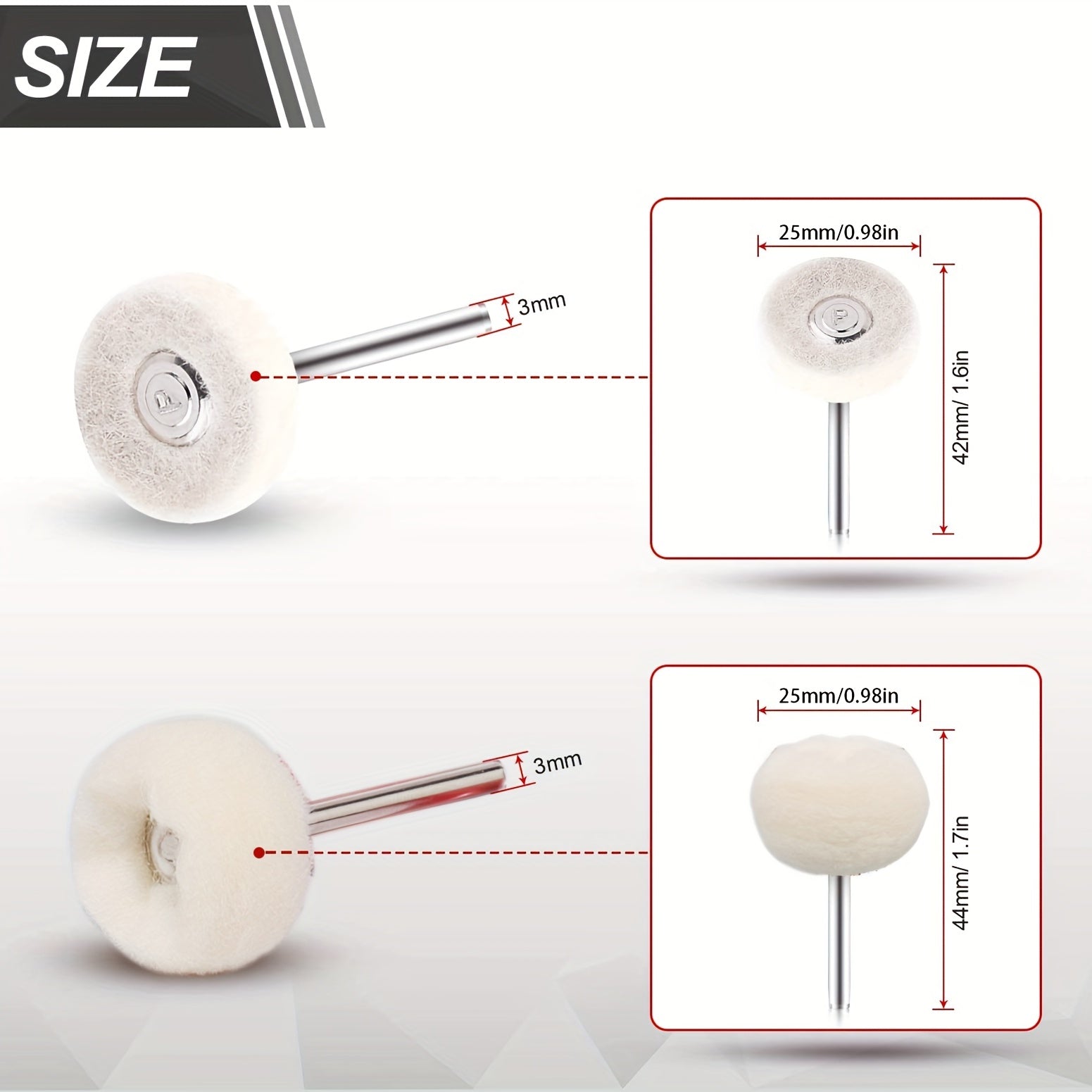 20pcs 25mm Wool Felt Polishing Wheel Set for Drill Grinder