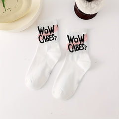 5 Pairs Letter Print Women's Stockings Socks