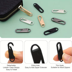 8pcs Zipper Pull Replacement with Extender Cord for Clothing Jackets Backpacks