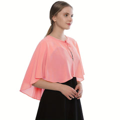 Chiffon Sheer Capelet Solid Poncho Scarf Shawls Women