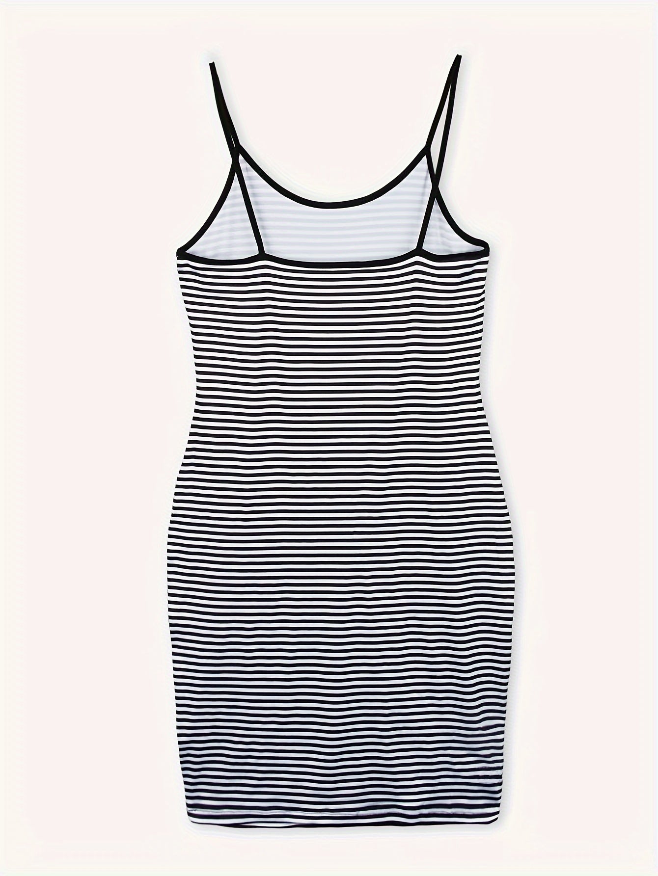  Casual Cami Dress Women's Plus Stripe Print Round Neck Backless