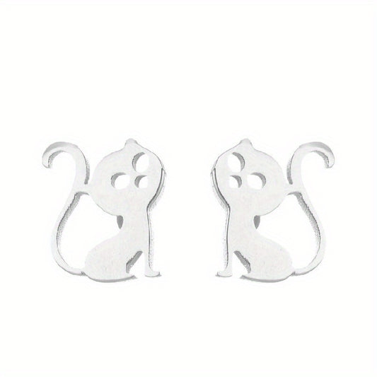 2pcs Men's Stainless Steel Mini Stud Earrings For Students