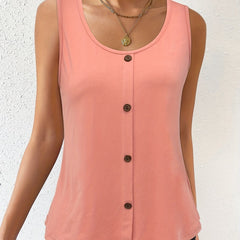 Solid Tank Top Sleeveless Summer Top Casual Crew Neck
