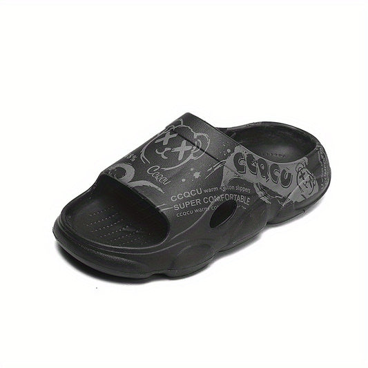 Men's Cartoon Print Non Slip Platform Slides Cloud Slides For Indoor/Outdoor