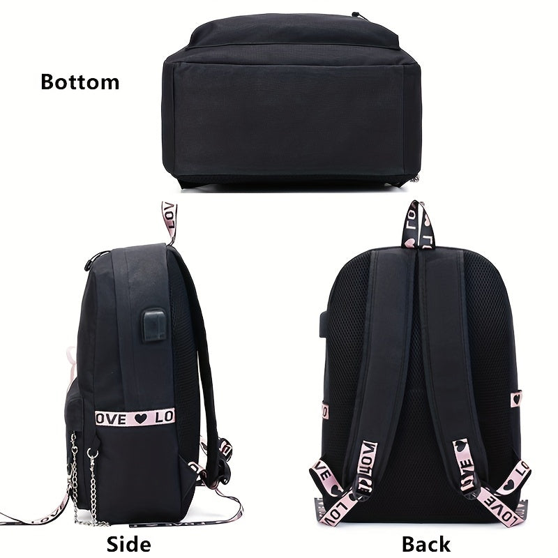 Large Capacity Canvas Laptop Daypack Chain Travel Backpack
