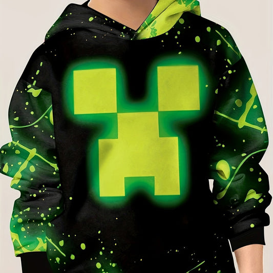 Cartoon Face 3D Print Kid's Hoodie Unisex Pullover