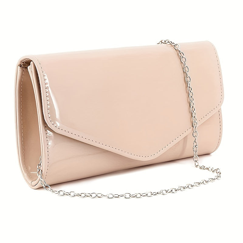 Glossy Envelope Chain Crossbody Bag PU Leather Shoulder Bag