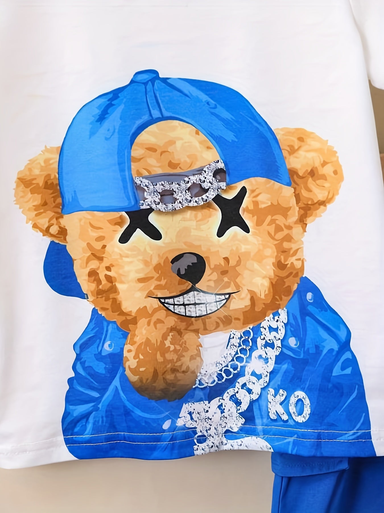 Boys Teddy Bear Graphic Print T-shirt & Shorts Set