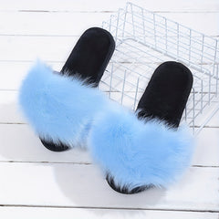 Women's Faux Fur Slippers Comfortable Slip On Indoor Shoes