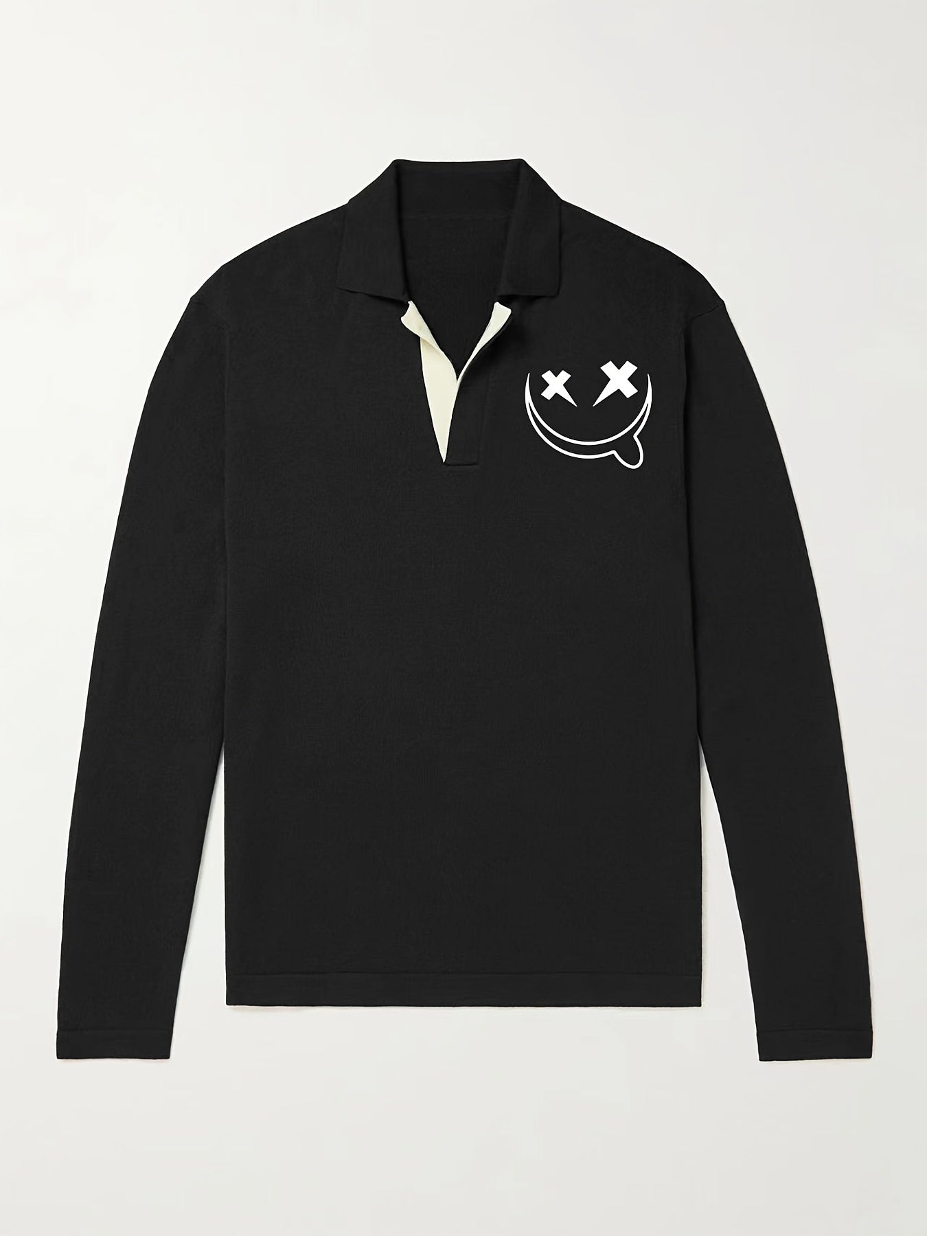 Men's Knit Polo Shirt Casual V Neck Pullover Sweater