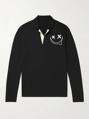 Men's Knit Polo Shirt Casual V Neck Pullover Sweater