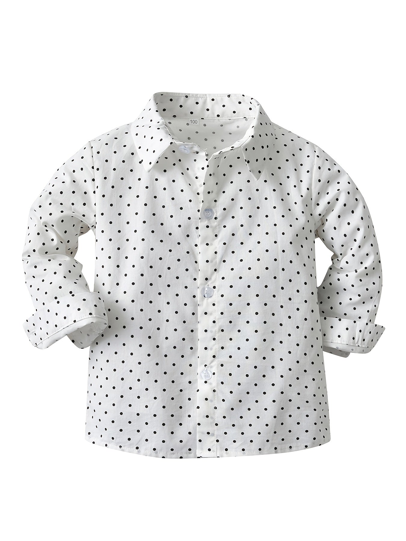 Toddler Baby Boys Polka Dot Lapel Button Up Long Sleeve Shirts