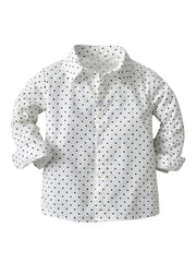 Toddler Baby Boys Polka Dot Lapel Button Up Long Sleeve Shirts