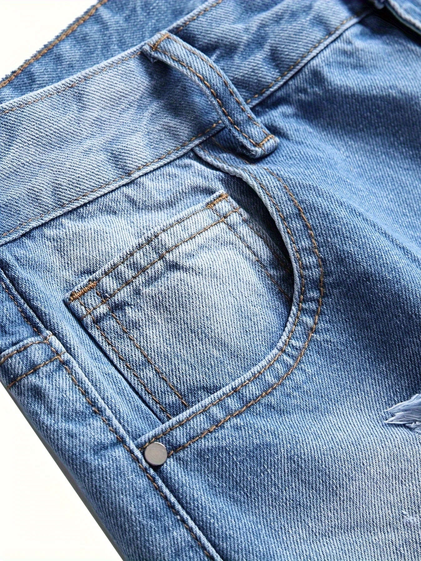 Men's Ripped Washed Jeans Streetwear Denim Pants