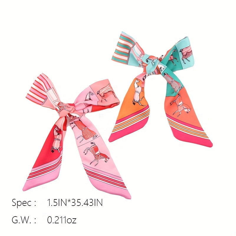 Twill Horse Silk Scarf Hair Band Bowknot Bag Handle Ribbon Hand Gift Straps