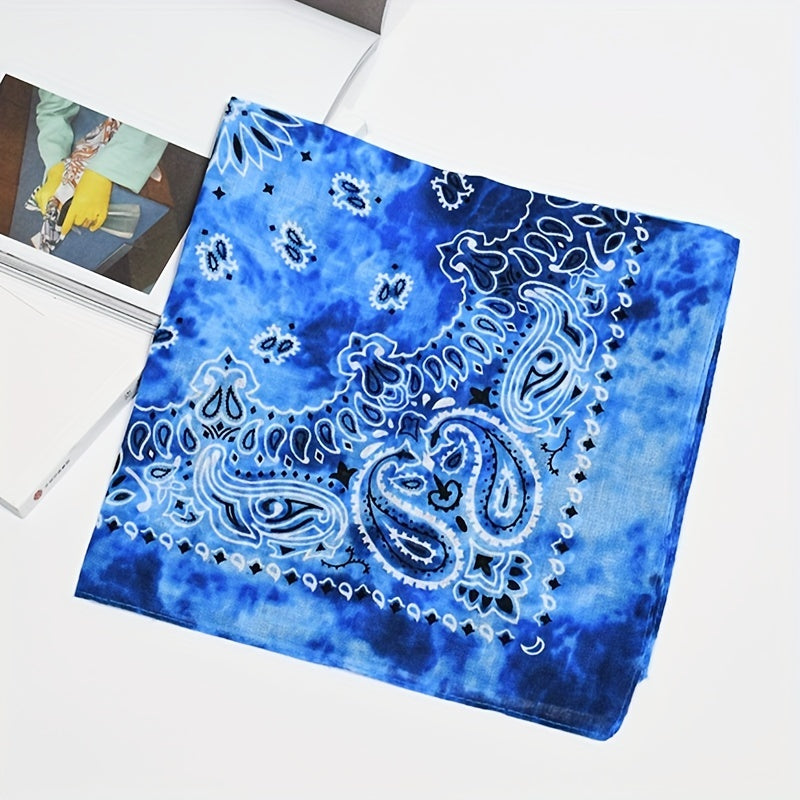 12pcs Tie Dye Double Cashew Flower Square Towel Multifunctional Headscarf