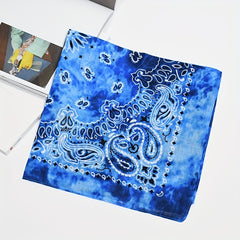 12pcs Tie Dye Double Cashew Flower Square Towel Multifunctional Headscarf