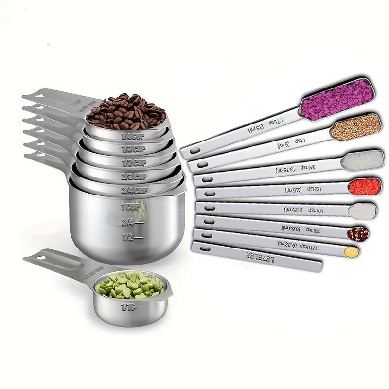 15pcs Stainless Steel Measuring Spoon Coffee Measurer Cups Tablespoon