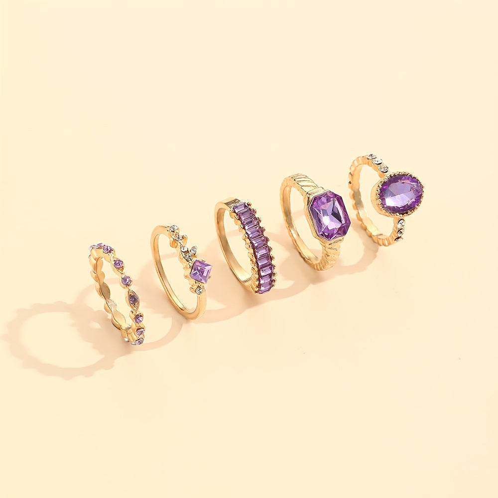 Delicate Gemstone Finger Ring Set for Women Girls